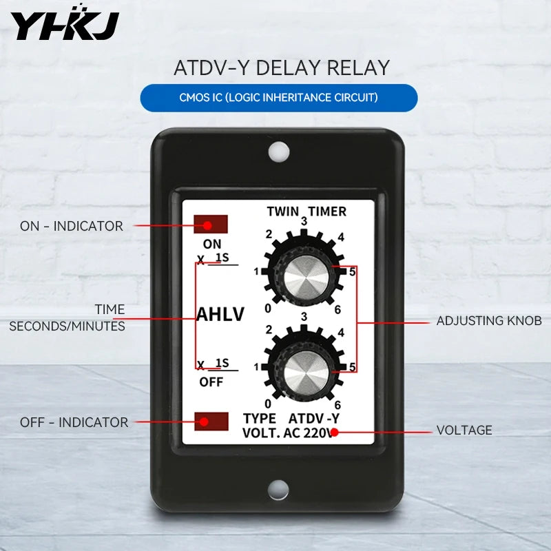ATDV-Y Dual Repeat Cycle Time Relay 220V – 10 Timing Ranges Cycle Timer Relay Axl