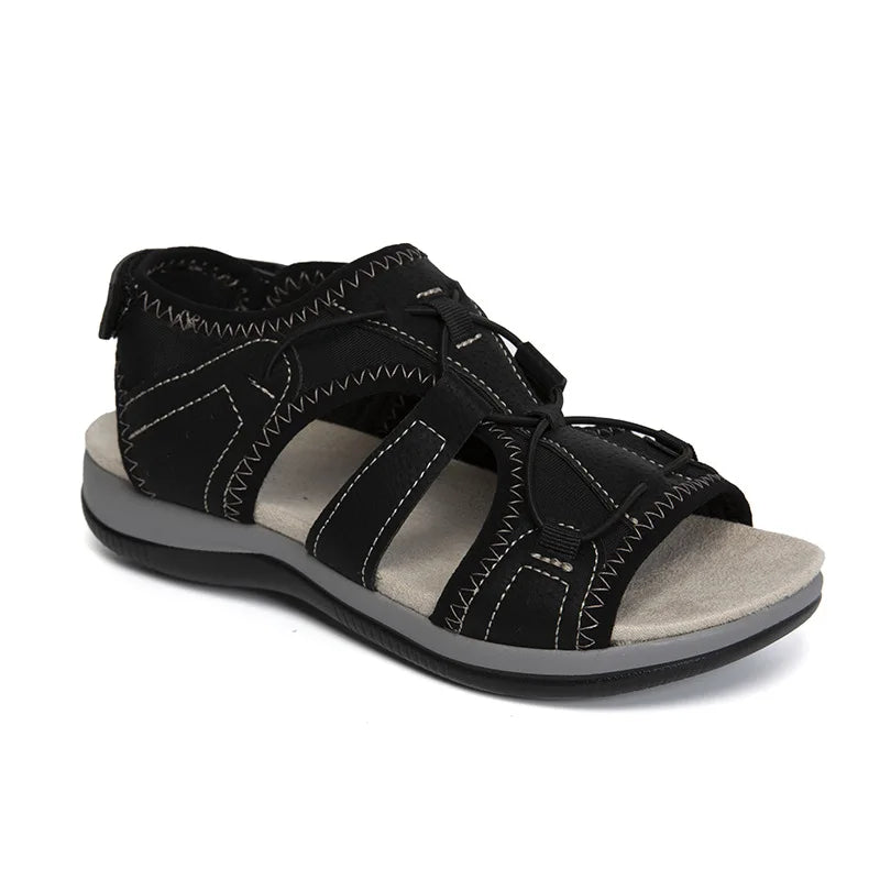 YBQJOO Women's Peep Toe Flat Sandals – Casual Beach Shoes Women's Flat Sandals Axl black 43