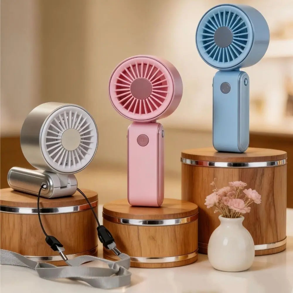 Foldable Mini Neck Fan – USB Rechargeable, 3 Speeds, Quiet Portable Mini Fan Axl