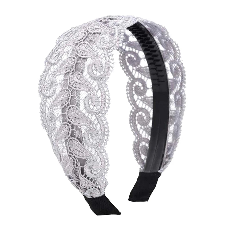 Korean Lace Flower Wide Headband – Non-Slip Vintage Hair Hoop Lace Flower Headband Axl A3