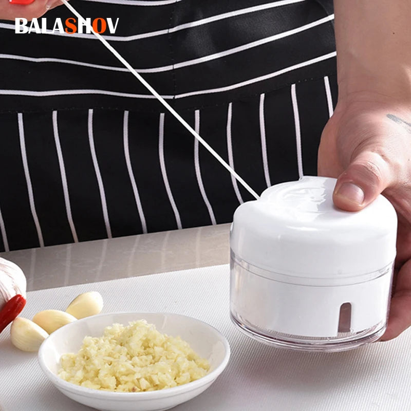Manual Pull-String Garlic Press & Vegetable Chopper Manual Food Chopper Axl