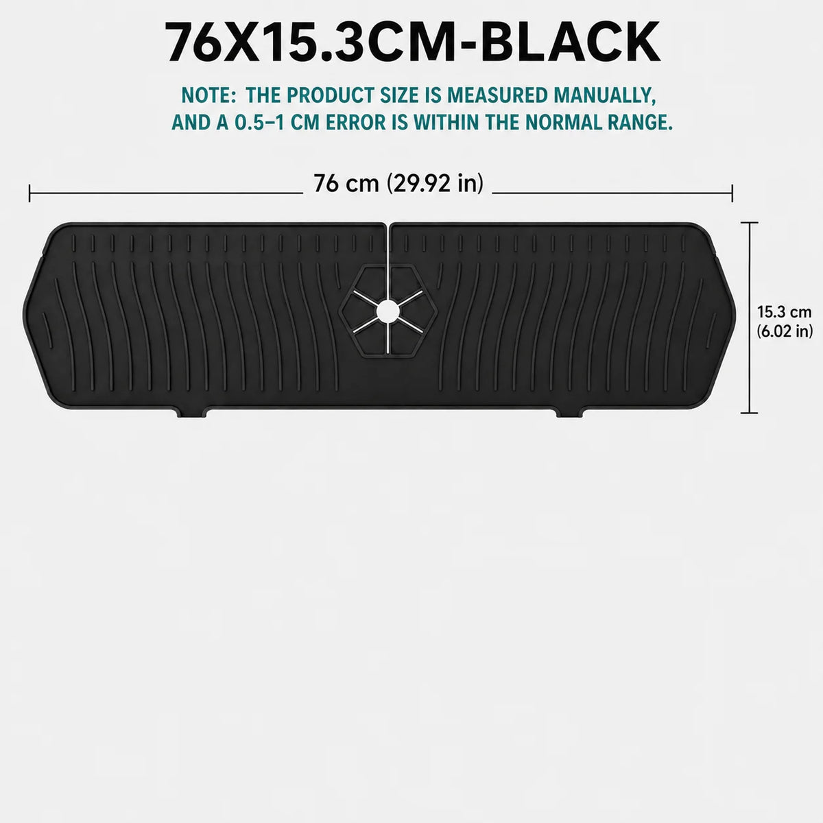 Uwhise Silicone Faucet Drip Catcher Tray | Sink Splash Guard Mat Sink Drip Mat Axl 76X15.3cm-Black