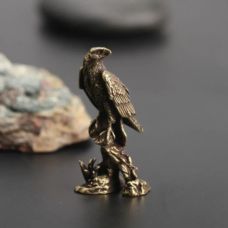 Vintage Brass Eagle Miniature Statue – Handmade Bird Figurine Decorative Figurine Axl