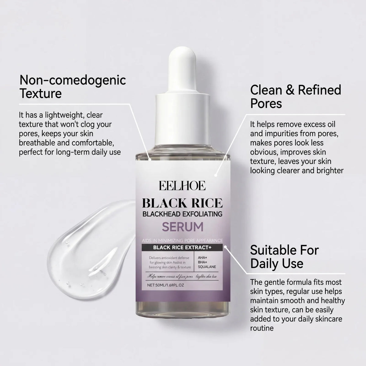 Black Rice Exfoliating Serum – PHA Pore Care & Hydrating Exfoliating Face Serum Axl