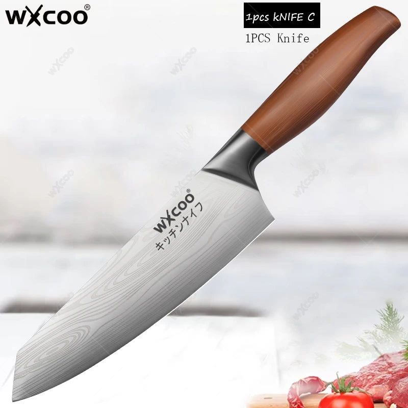 WXCOO Professional Chef Knife Set – Sharp Stainless Steel Kitchen Kitchen Knife Set Axl Knife C
