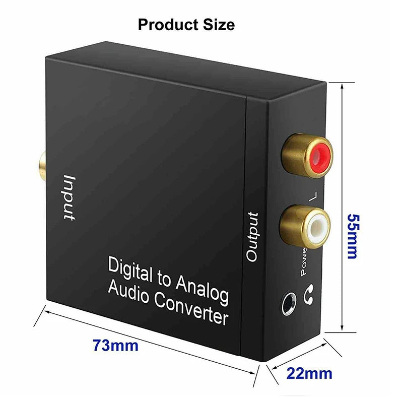 Optical Toslink Coax Digital to Analog Audio Converter RCA 3.5mm Digital Audio Converter Axl one size No plug