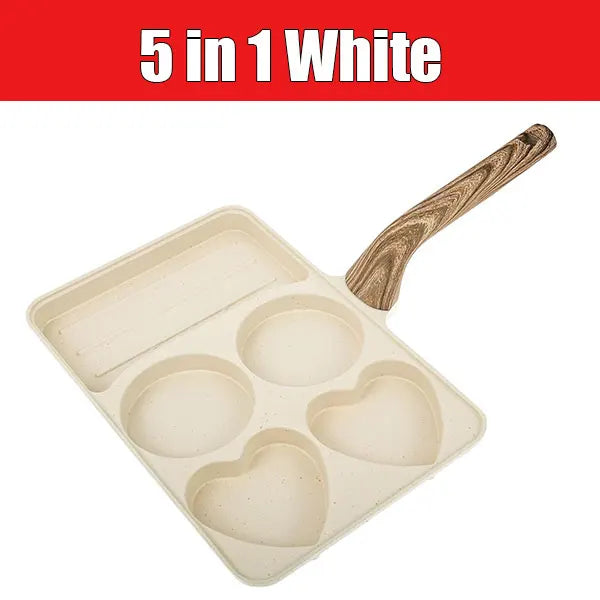 5-in-1 Maifanstone Nonstick Divided Egg & Breakfast Grill Pan Divided Nonstick Pan Axl 5 in 1 White