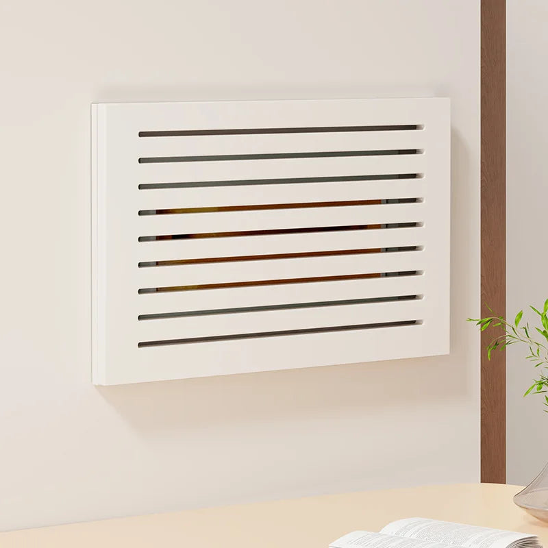 Wood Wall Art Meter Box Cover Panel – Modern Home Decor Decorative Wall Panel Axl 40X30CM White-Louver Shaped