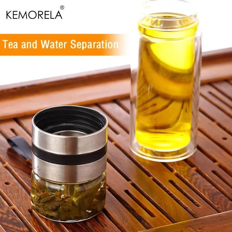 KEMORELA Insulated Glass Tea Bottle 350ml–500ml | Leakproof Insulated Tea Bottle Axl