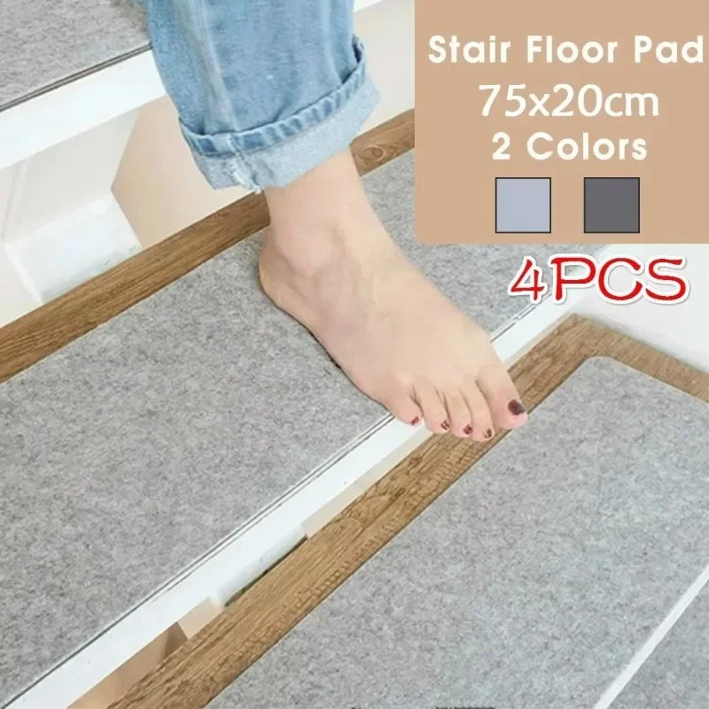 4-Pack Non-Slip Self-Adhesive Stair Mats | Step Rug Pads Stair Step Mats Axl