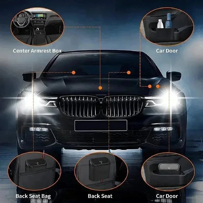 Leakproof Mini Car Trash Can with Lid & 150 Garbage Bags Car Trash Can Axl