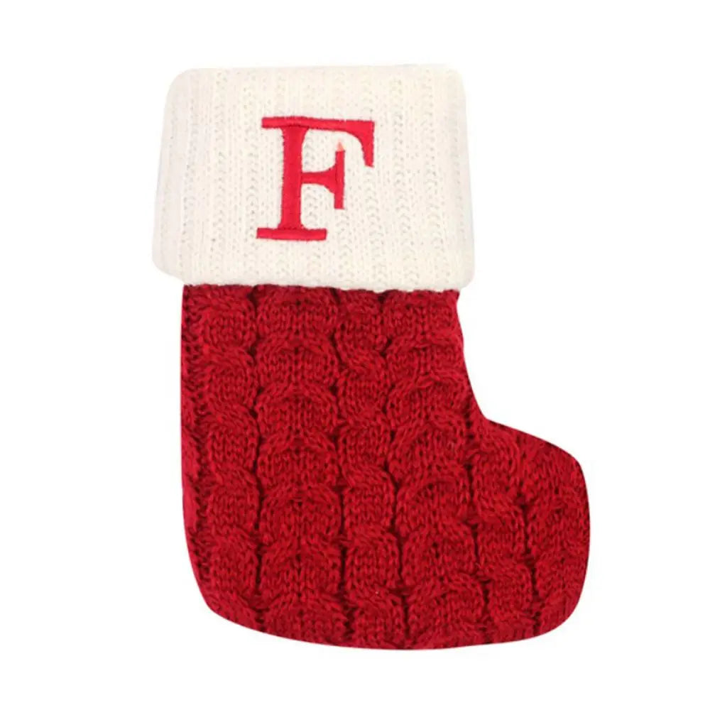 Knitted Christmas Stocking – Alphabet Letter Xmas Décor Gift Christmas Stocking Axl F