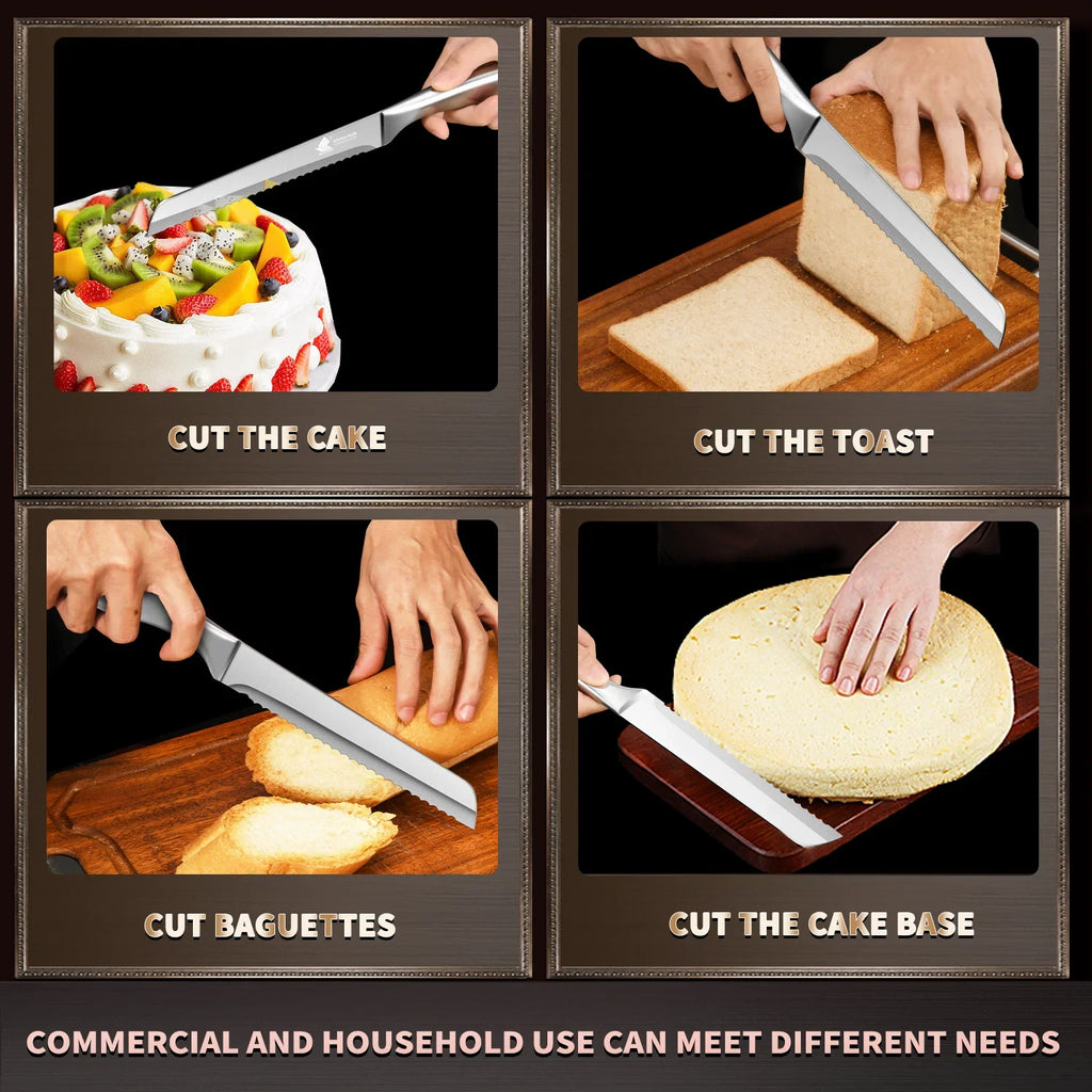 PLYS Stainless Steel Bread Knife – Cake, Fruit & Baking Slicer Bread Knife Axl