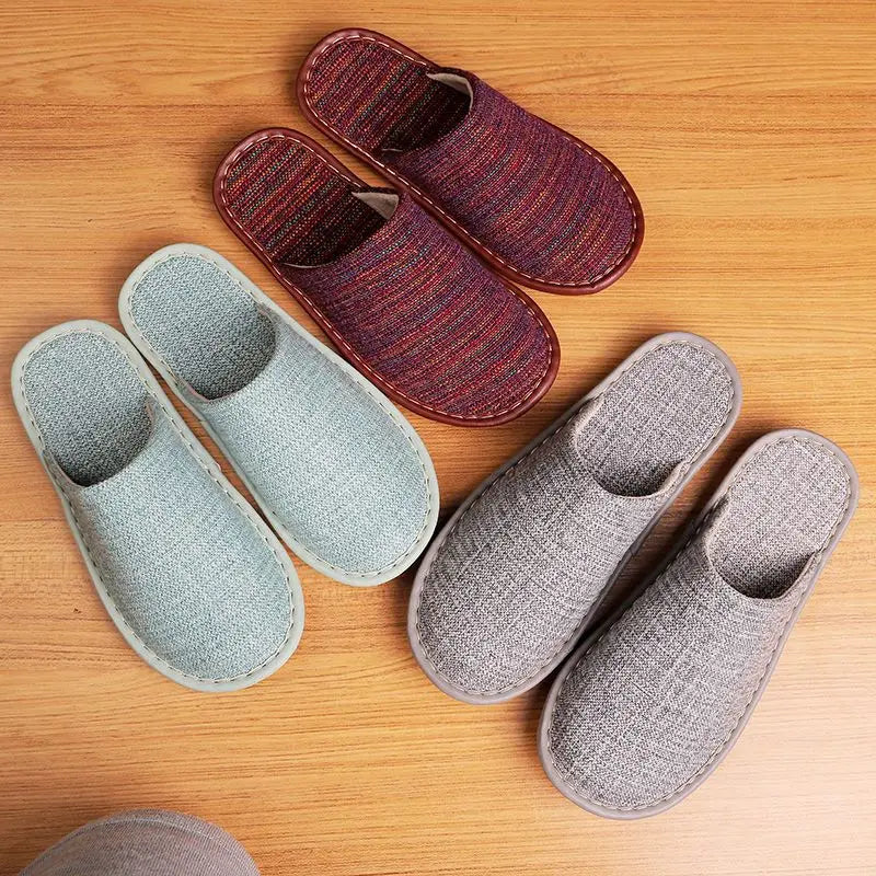 Lorilury Closed Toe Canvas Indoor Slippers – Unisex Flat Slides Indoor Canvas Slippers Axl