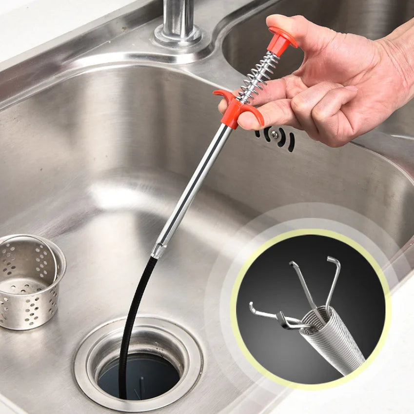 Flexible Drain Cleaning Claw – Sink & Shower Hair Remover Drain Cleaning Tool Axl black 60cm