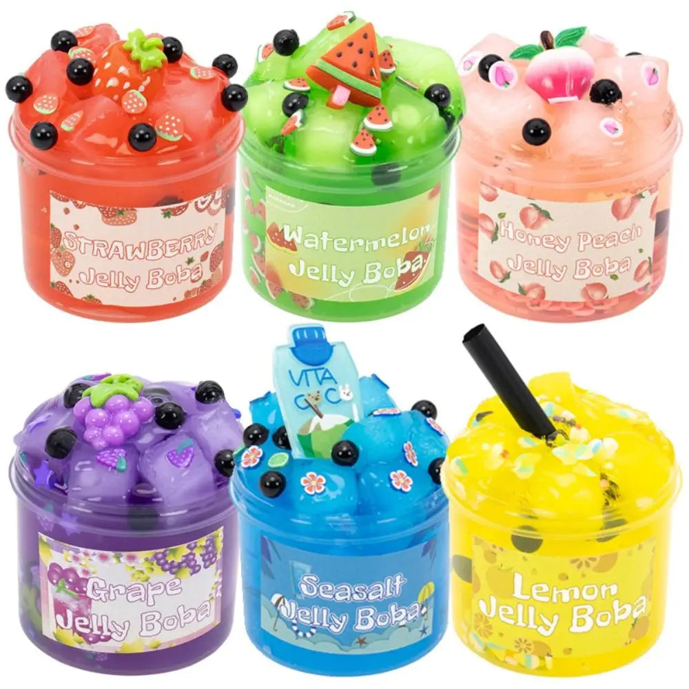 Crystal Slime Kit – Fruit Jelly Cube Sensory Toy 300ml/70ml Kids Slime Kit Axl