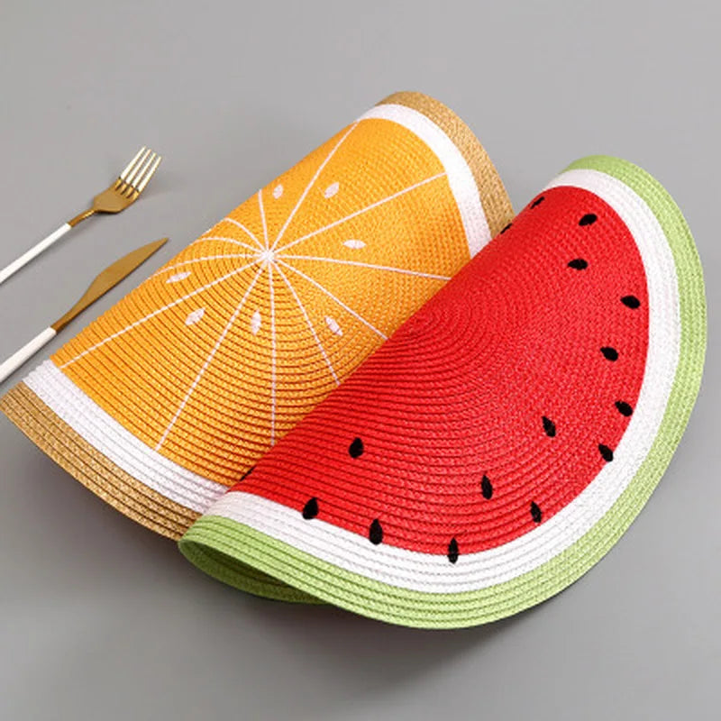 Watermelon Lemon Round Fruit Placemat Coaster – 38cm PP Mat Placemat Coaster Axl