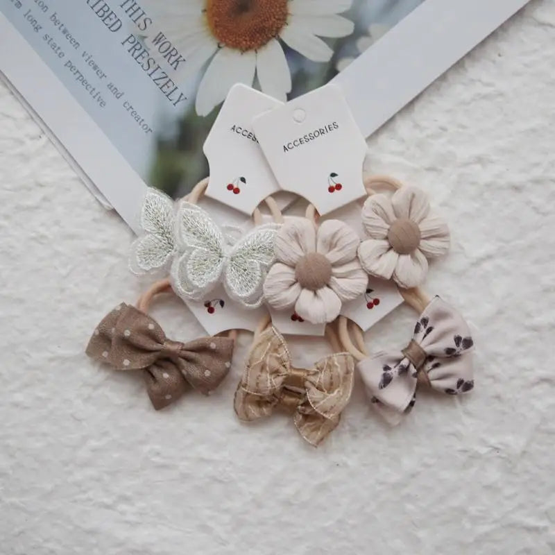 10-Pack Elastic Flower Hair Bands – Handmade Floral Hairbands Elastic Hair Bands Axl A3