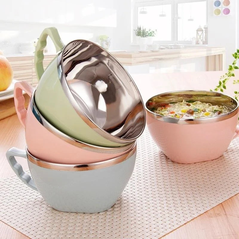 Stainless Steel Bowl with Handle – Anti-Scald Noodle Bowl Noodle Bowl Axl