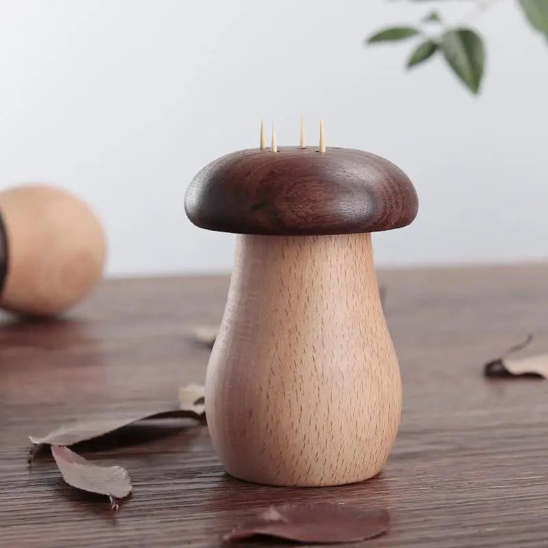 Solid Wood Mushroom Toothpick Holder – Retro Home Decor Toothpick Holder Axl