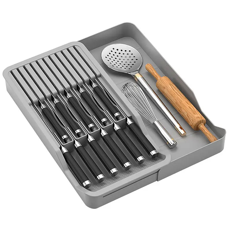 Expandable Knife Block Drawer Insert – Holds 11 Knives Knife Drawer Organizer Axl