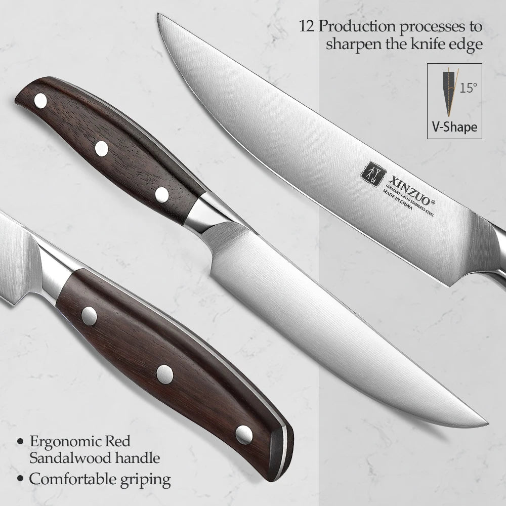 XINZUO 4-Pc Steak Knife Set | German Steel & Sandalwood Handles Steak Knife Set Axl