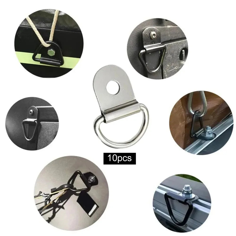 10-Pack D-Ring Tie Down Anchors – Iron Lashing Rings for Trucks Cargo Tie Down Rings Axl