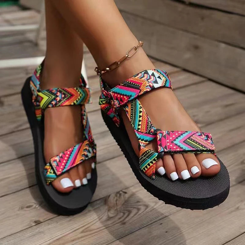 Women's Flat Hemp Rope Beach Sandals | Casual Ankle-Wrap Women's Flat Sandals Axl