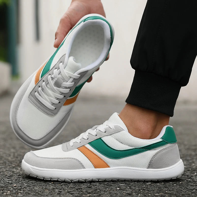 ZULIWAGN Wide Toe Barefoot Sneakers – Breathable Walking Shoes Walking Sneakers Axl White Green 44