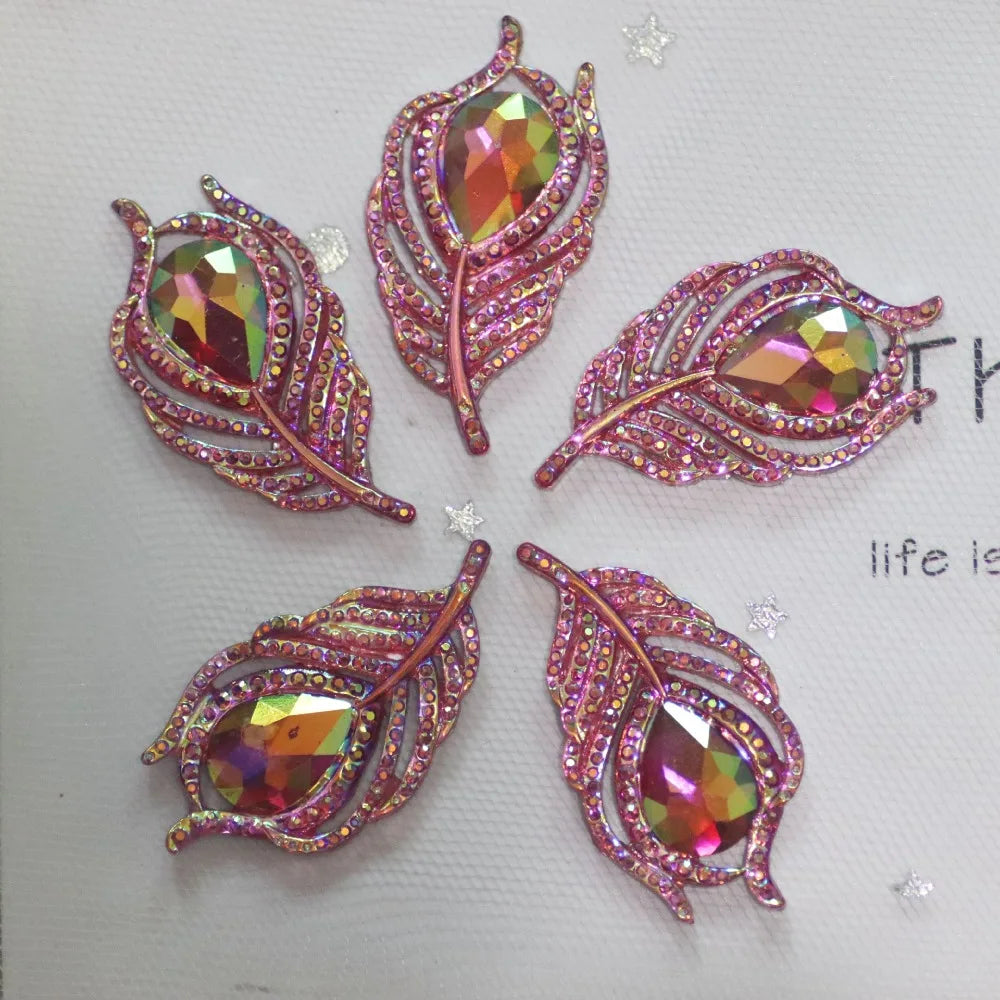 20PCS Resin Peacock Feather Leaf Rhinestones | DIY Craft Gems Craft Rhinestones Axl Rose Red