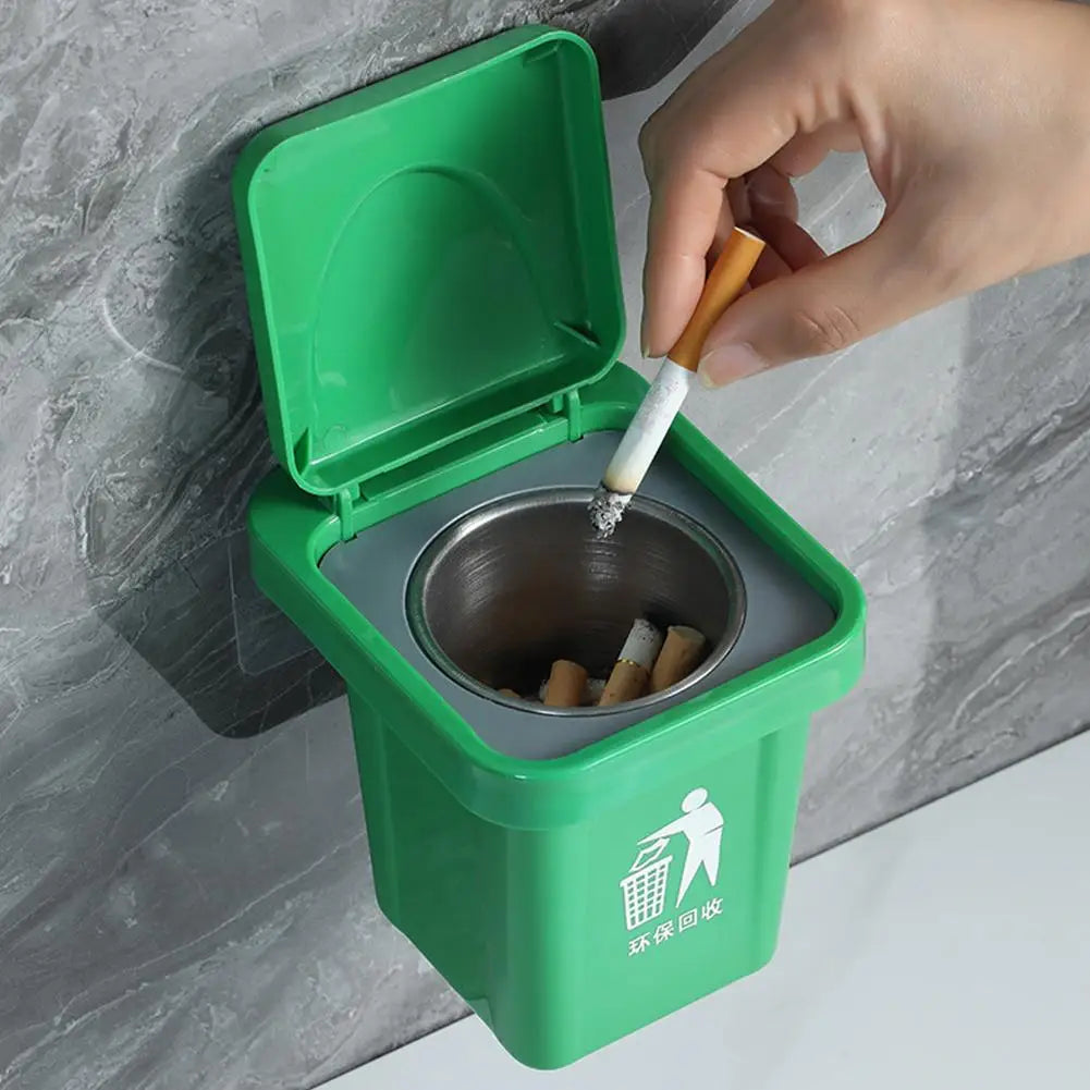 Wall Mount Ashtray with Lid – Stainless Steel Anti-Ash Wall Mounted Ashtray Axl