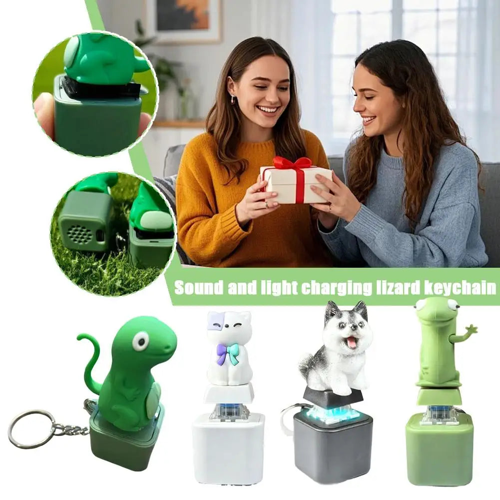 Lizard Fidget Clicker Keychain – Sound & Light, USB Rechargeable Fidget Clicker Keychain Axl