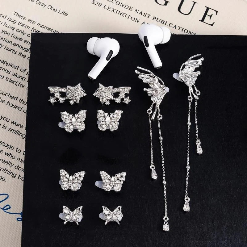 Rhinestone Earphone Charms – Decorative Earbud Clips (1 Pair) Earbud Decoration Clips Axl