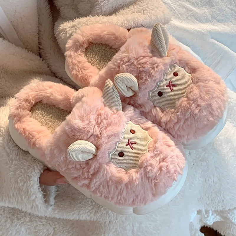 YBQJOO Women's Fuzzy Lamb Slippers | Anti-Slip Winter Indoor Women's Slippers Axl Pink slippers 36-37