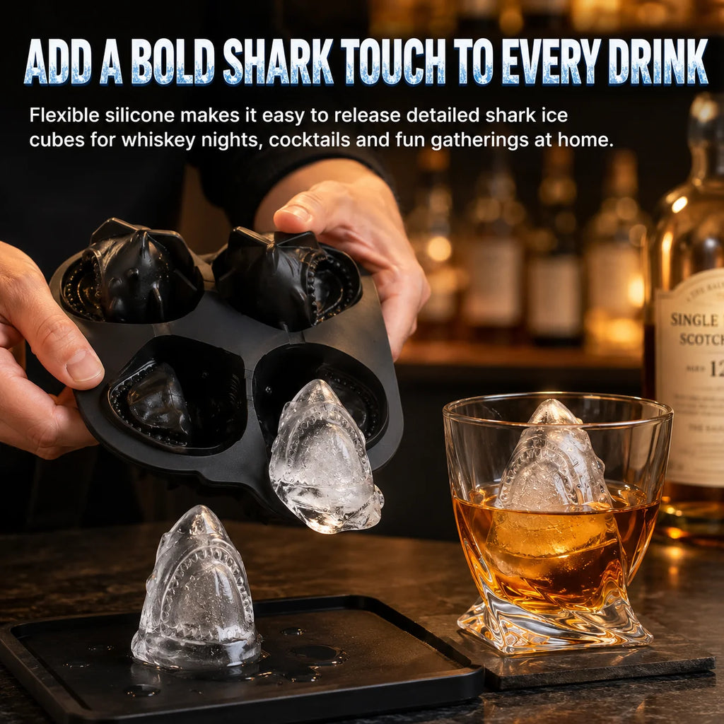 3D Shark Silicone Ice Cube Mold – Large Slow-Melt Ice Maker Ice Cube Mold Axl
