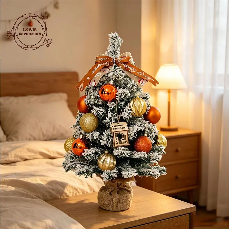 45cm Flocked Mini Christmas Tree – Artificial Tabletop Snowy Pine Artificial Christmas Tree Axl