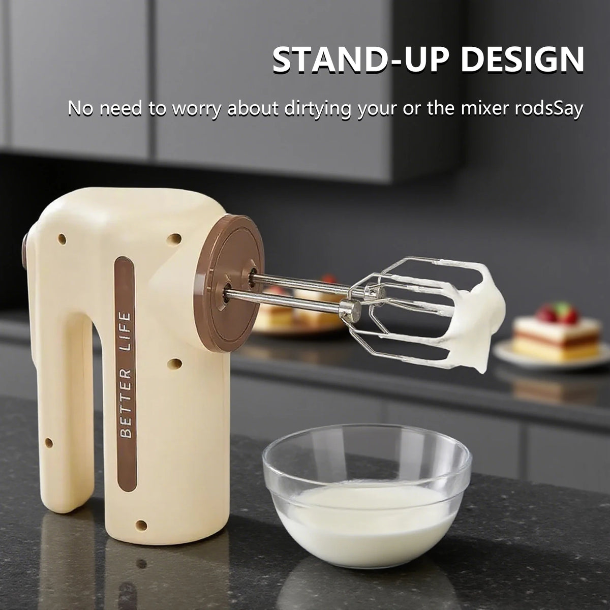 ONEKA Cordless Handheld Mixer 5-Speed with 2 Whisks | Baking Handheld Electric Mixer Axl