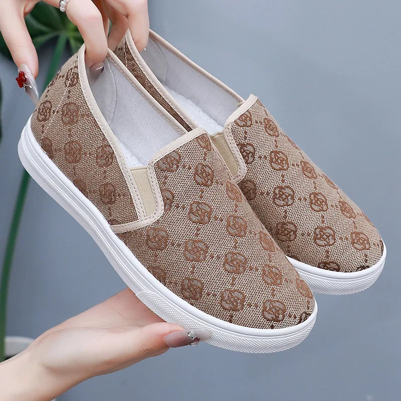 Women's Canvas Slip-On Loafers – Lightweight Flat Shoes Women's Loafers Axl Gold 39