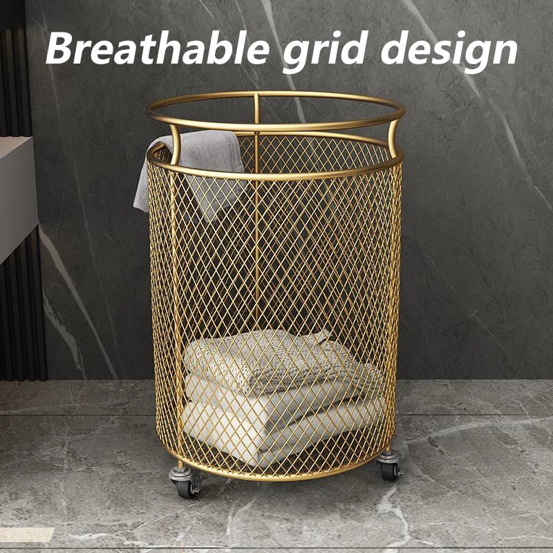 Nordic Iron Laundry Basket with Wheels – Large Capacity Storage Laundry Basket Axl