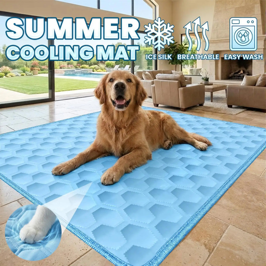 Pet Cooling Mat for Dogs & Cats – Ice Silk Summer Sleep Pad Pet Cooling Mat Axl
