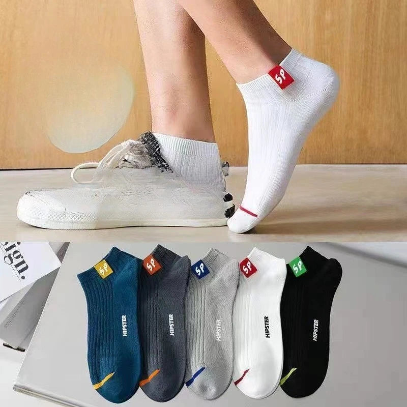 5-Pack Men's Low Cut Breathable Cotton Boat Socks Men's Casual Socks Axl