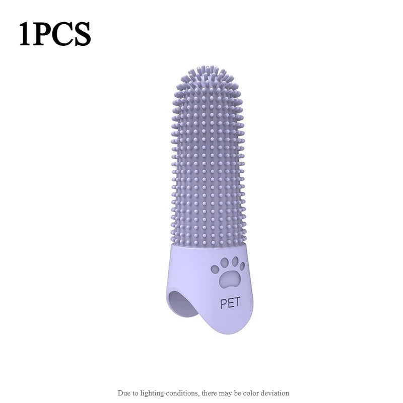 360° Silicone Finger Toothbrush for Dogs & Cats – All Breeds Pet Finger Toothbrush Axl Purple-1pcs
