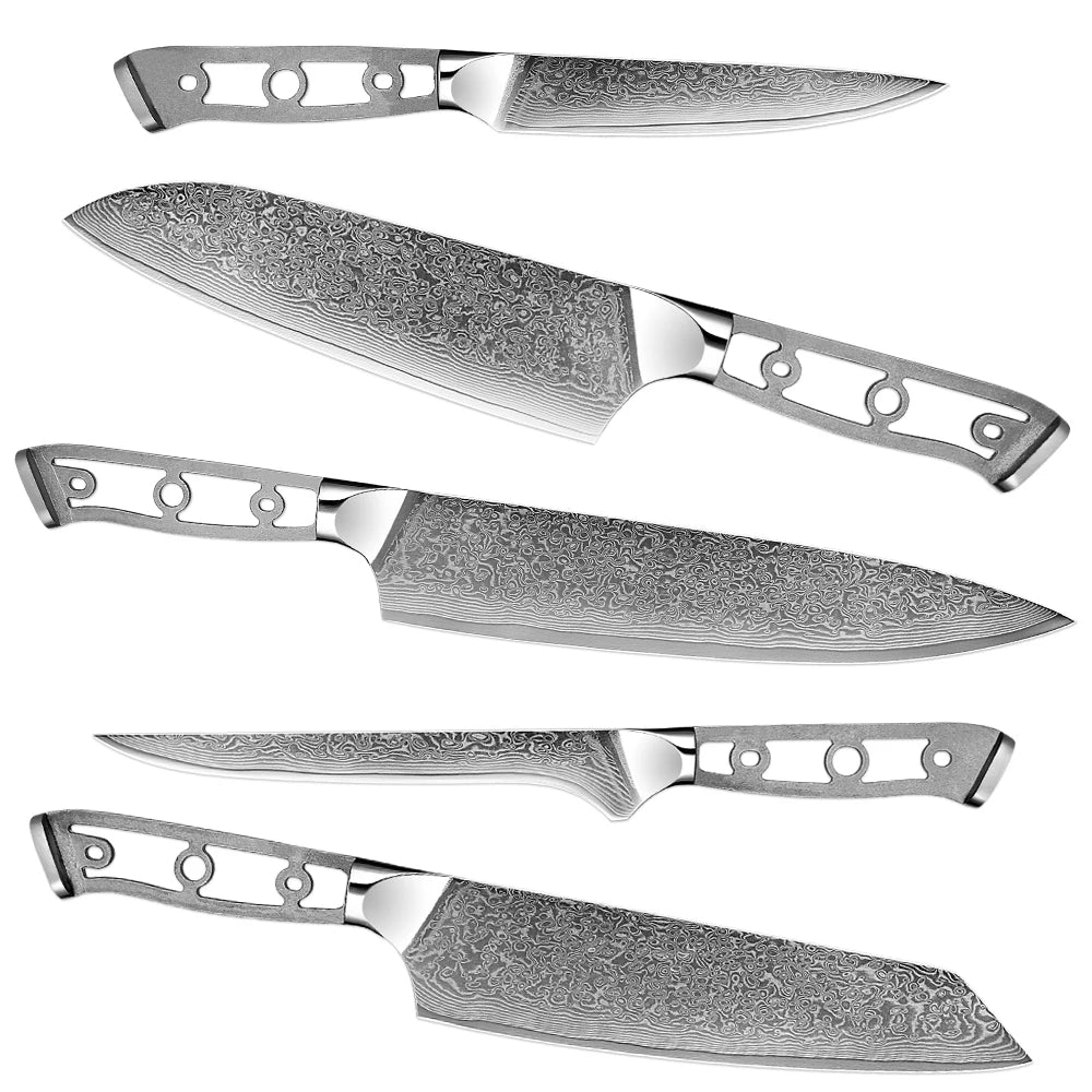 Damascus Steel Knife Blank Set – 8-Pc DIY Chef Knives | Xituo DIY Knife Blank Set Axl