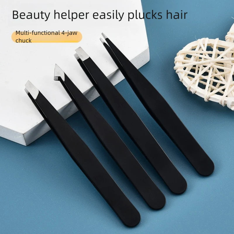 Precision Stainless Steel Eyebrow Tweezers Set – Slant & Flat Tip Eyebrow Tweezers Set Axl