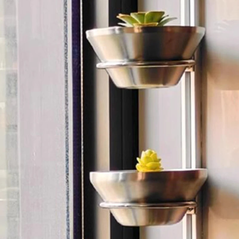 3-Tier Floating Metal Wall Plant Shelf – Modern Flower Stand Wall Plant Shelf Axl