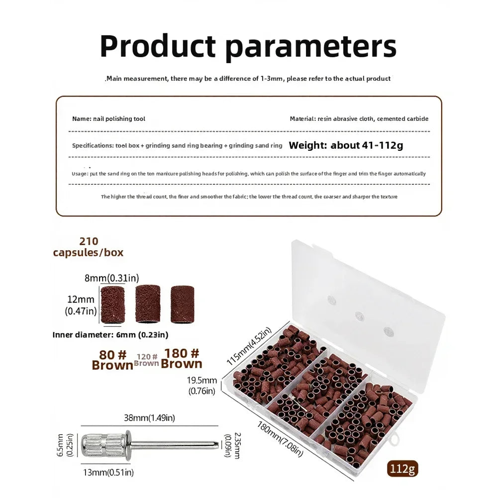 75/210 Pcs Nail Sanding Ring Bands | Electric Drill 80/120/180 Grit Nail Sanding Rings Axl