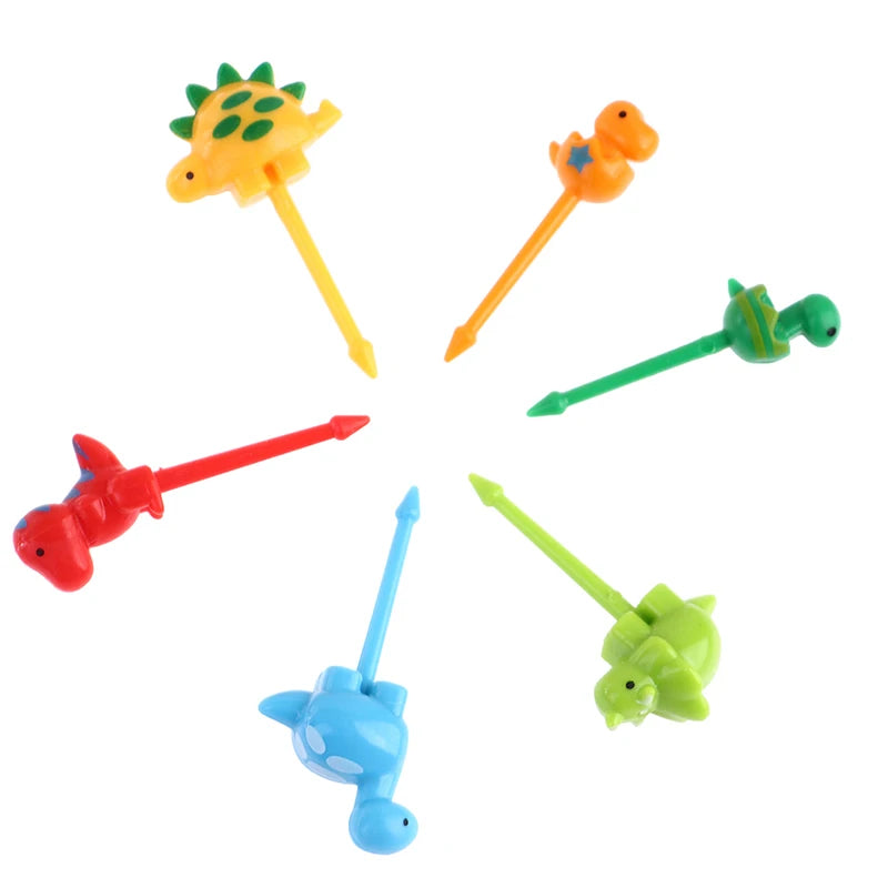 6-Piece Dinosaur Mini Fruit Forks – Bento Box Food Picks Fruit Fork Set Axl
