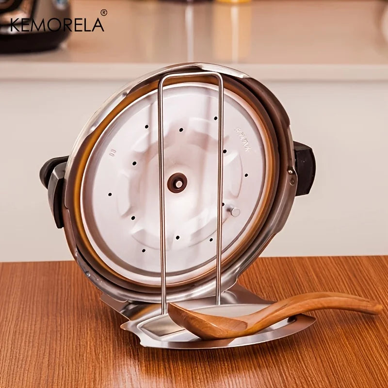 Stainless Steel Pot Lid Holder & Spoon Rest with Draining Tray Pot Lid Holder Axl