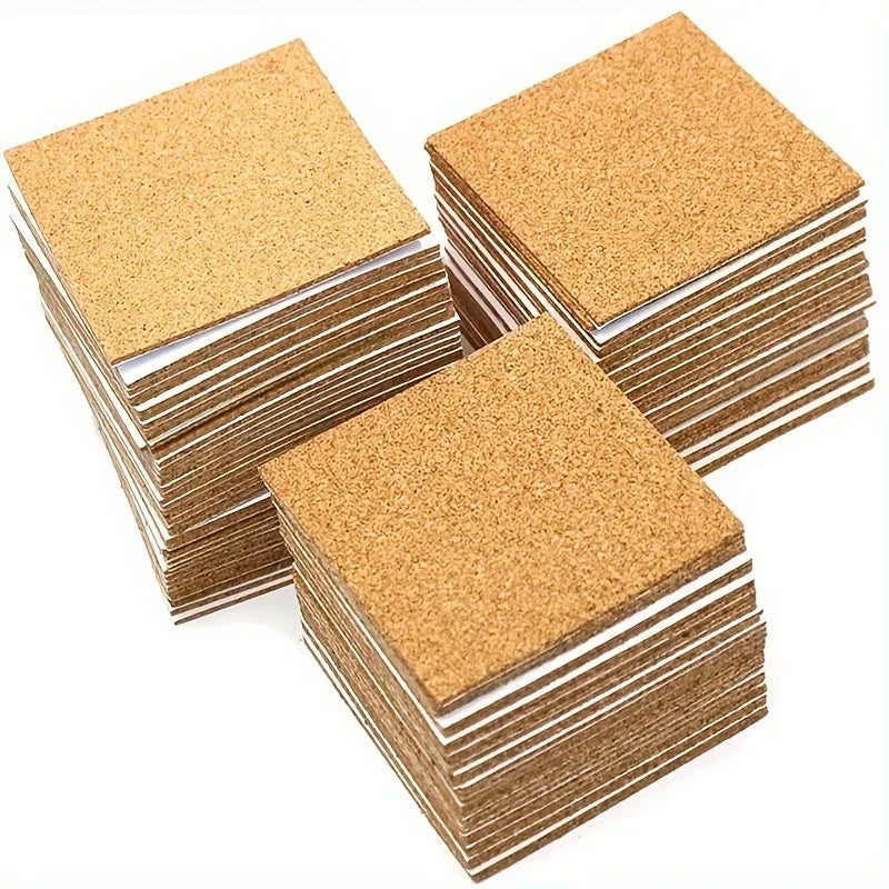 20-Piece Self-Adhesive Cork Coaster Tiles – Square & Round Pads Cork Coaster Tiles Axl