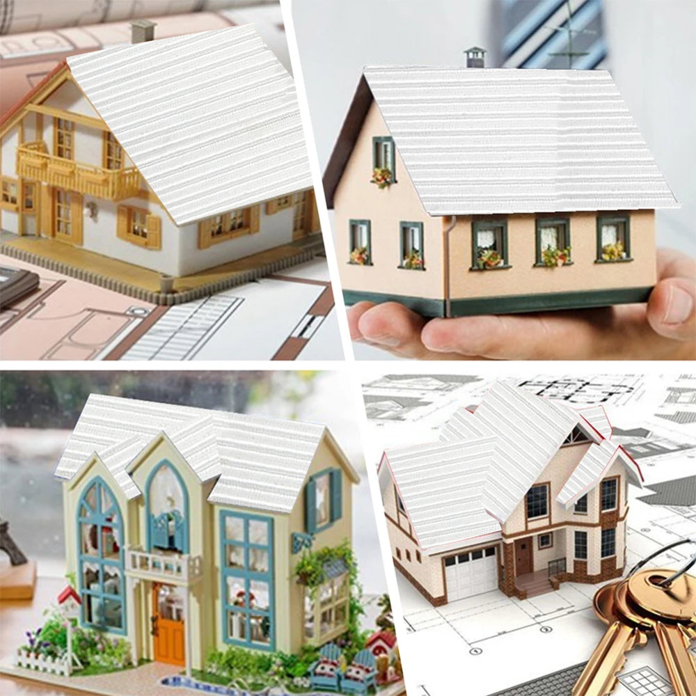 16Pcs Miniature Corrugated Roof Tiles – Scale Model Iron Sheets Miniature Model Tiles Axl